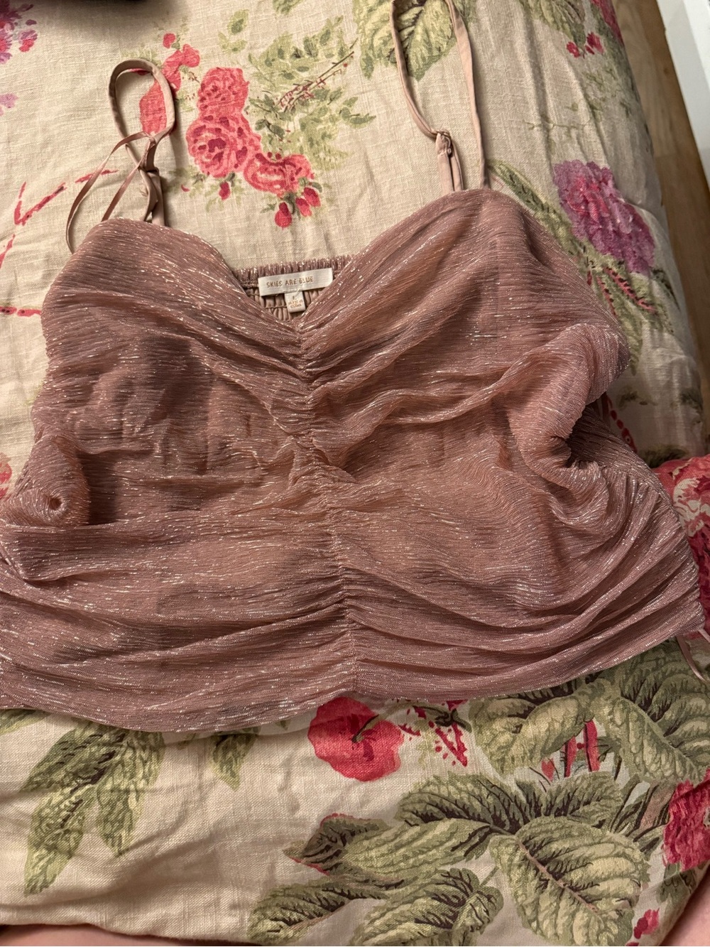 Skies Are Blue Rose Pink Shimmer Ruched Cami